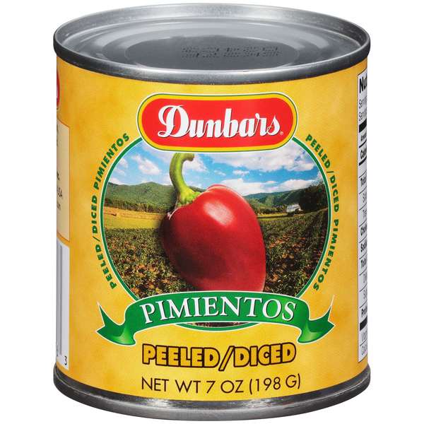 Dunbar Diced Red Peeled Pimientos, PK24 07024211240001